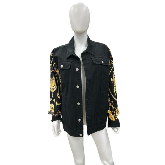 Dapper Dan VTG Authentic 90s Upcycled Print Denim Jacket SZ L - Picture 4 of 8